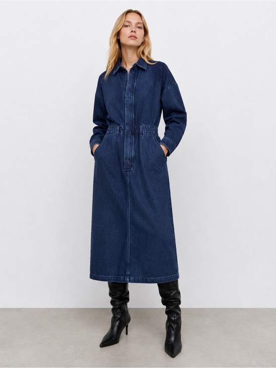 Zara Dresses & Skirts - NWT ZARA Denim Long Sleeve Midi Dress